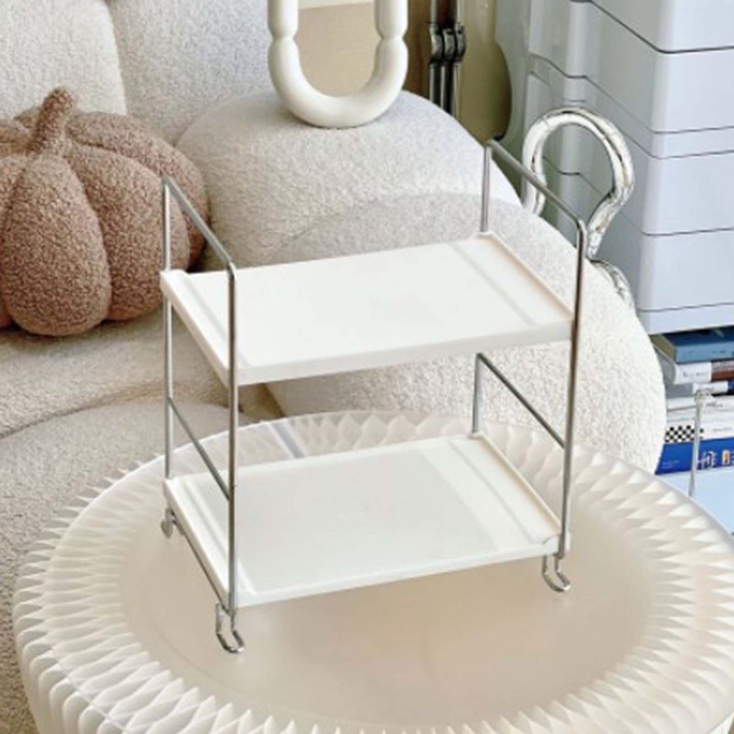 2 Tier Countertop Organizer Nordic Style Large Space Removable Cabinet Storage Shelf for Bedroom Bathroom V1294-YM0521-3117230078711