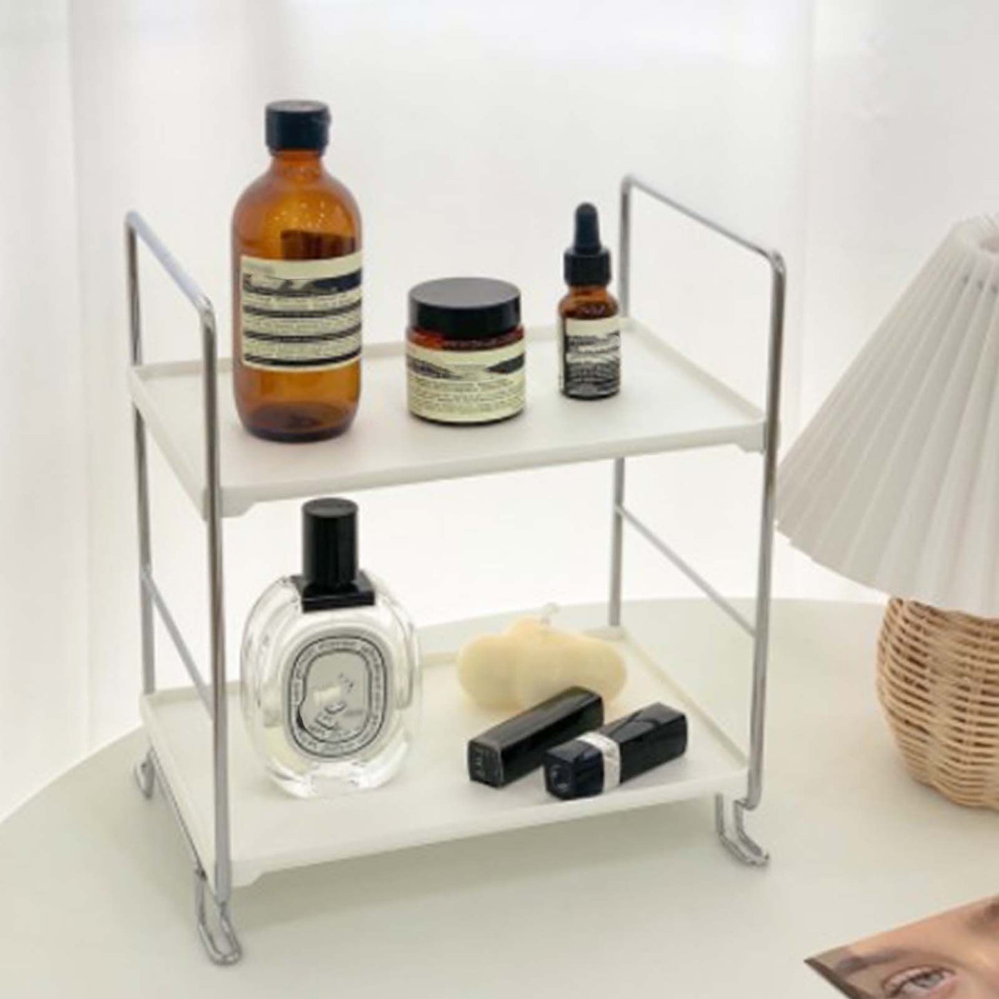 2 Tier Countertop Organizer Nordic Style Large Space Removable Cabinet Storage Shelf for Bedroom Bathroom V1294-YM0521-3117230078711