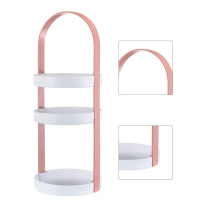 3 Layers Round Storage Rack Integral Handle 3 Layer Storage Round Stand for Bathroom Pink V1294-YM0521-3117230079013