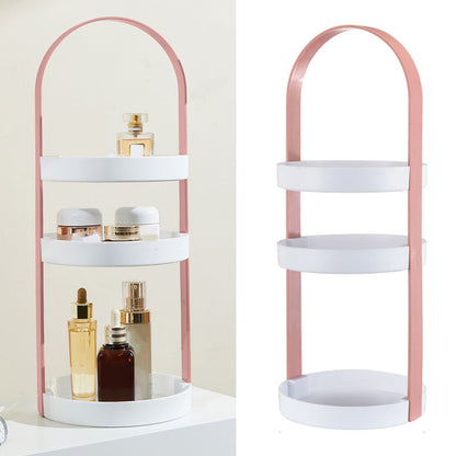 3 Layers Round Storage Rack Integral Handle 3 Layer Storage Round Stand for Bathroom Pink V1294-YM0521-3117230079013