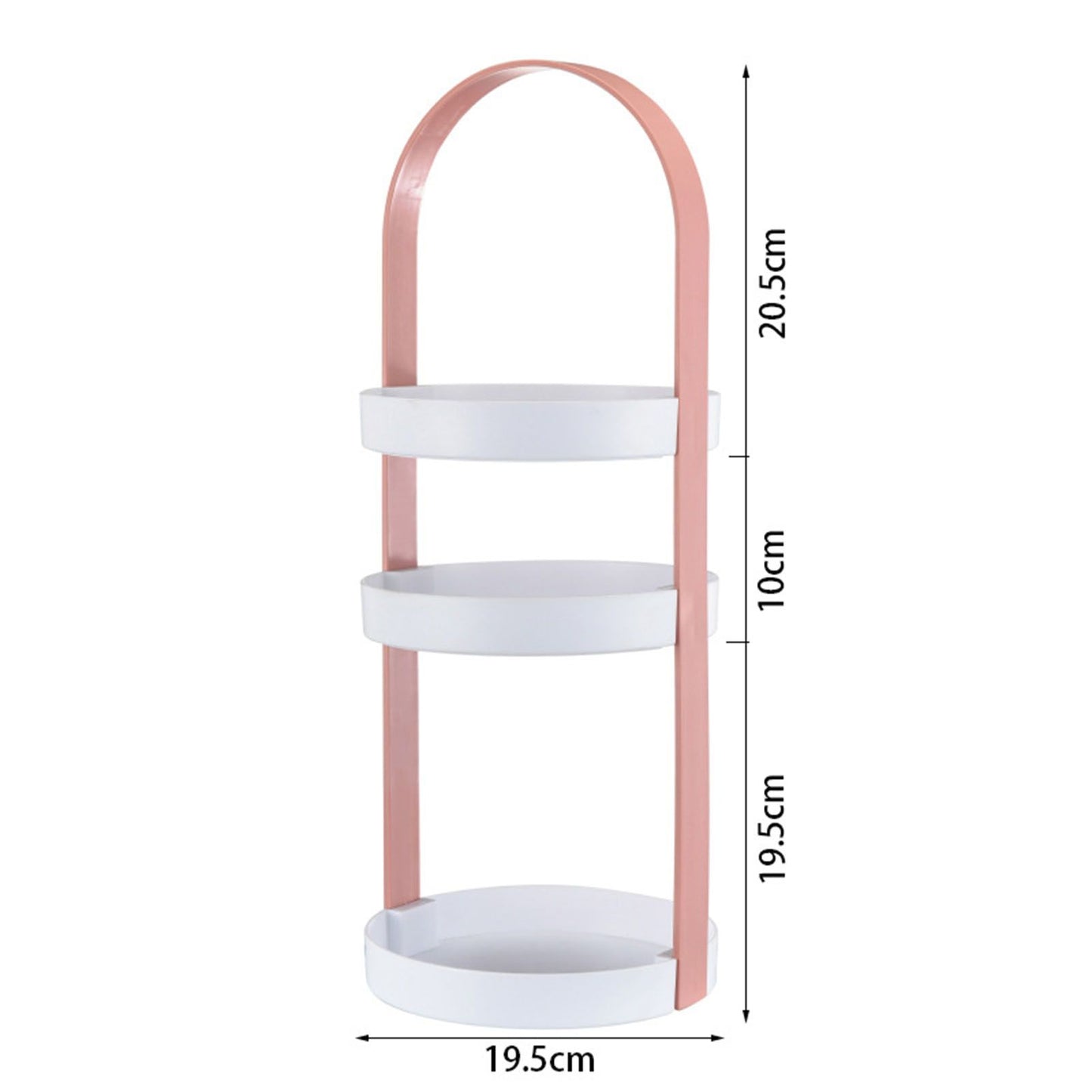 3 Layers Round Storage Rack Integral Handle 3 Layer Storage Round Stand for Bathroom Pink V1294-YM0521-3117230079013