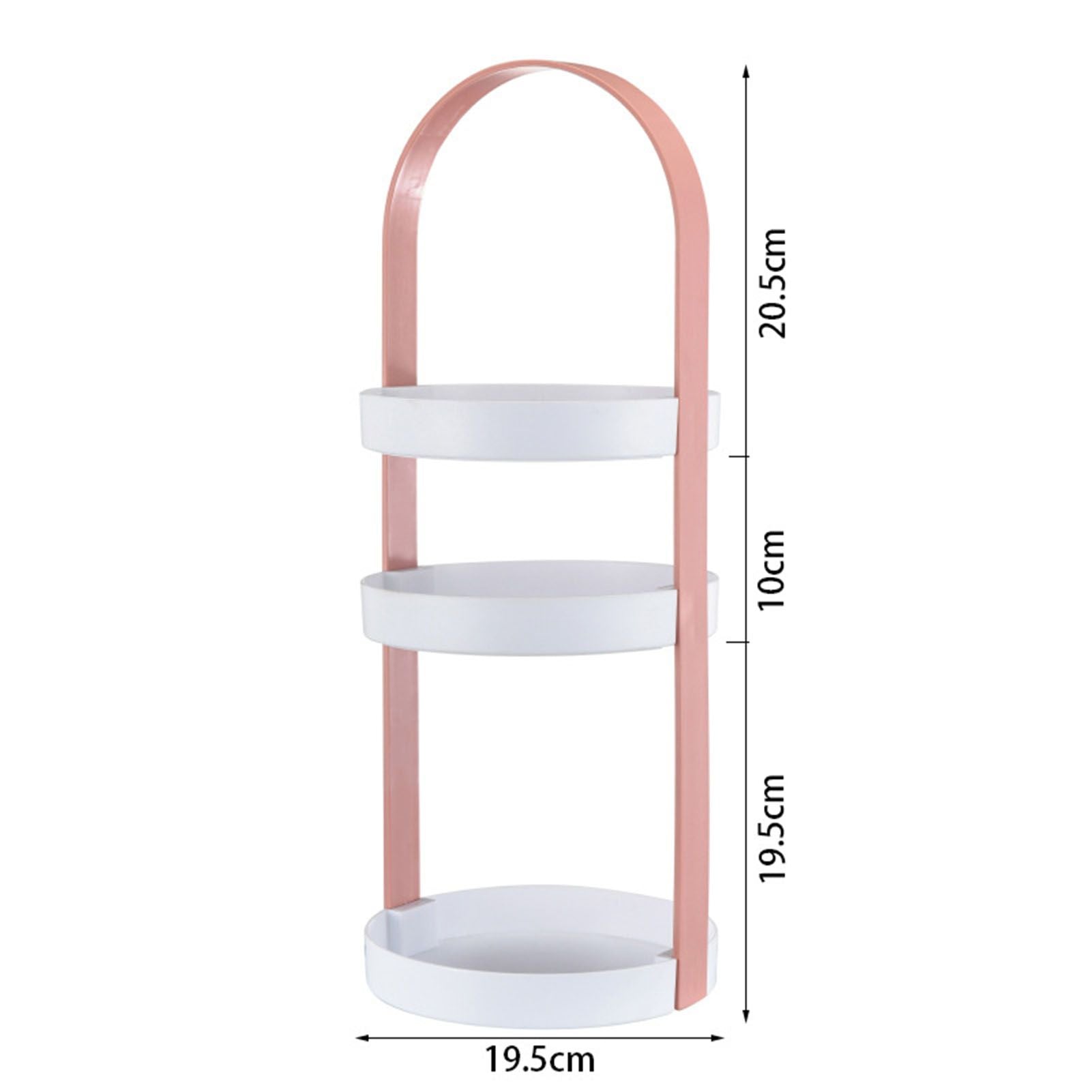 3 Layers Round Storage Rack Integral Handle 3 Layer Storage Round Stand for Bathroom Pink V1294-YM0521-3117230079013