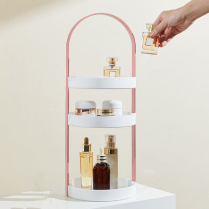 3 Layers Round Storage Rack Integral Handle 3 Layer Storage Round Stand for Bathroom Pink V1294-YM0521-3117230079013