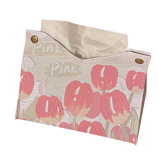 Paper Box Cover Large Cute PU Leather Facial Hand Paper Box Cover for Bedroom Living Room Cars Pink V1294-YM0521-3117230079311