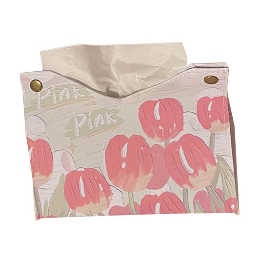 Paper Box Cover Large Cute PU Leather Facial Hand Paper Box Cover for Bedroom Living Room Cars Pink V1294-YM0521-3117230079311
