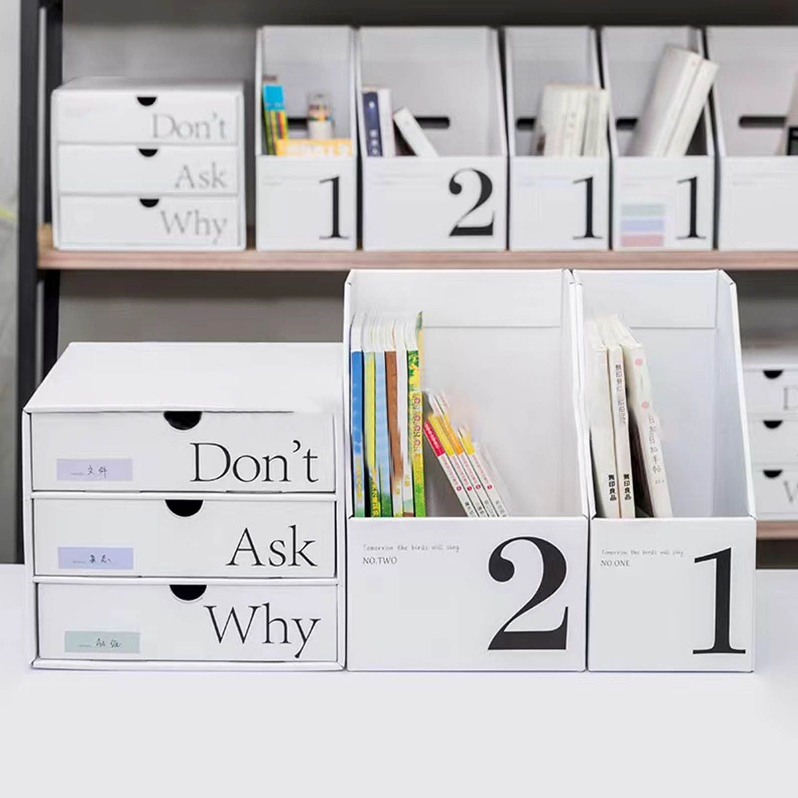 Vertical File Folder Bin Paper Number Marking Slim Desk Storage Organizer for Books Notebooks Magazines V1294-YM0521-3117230081012