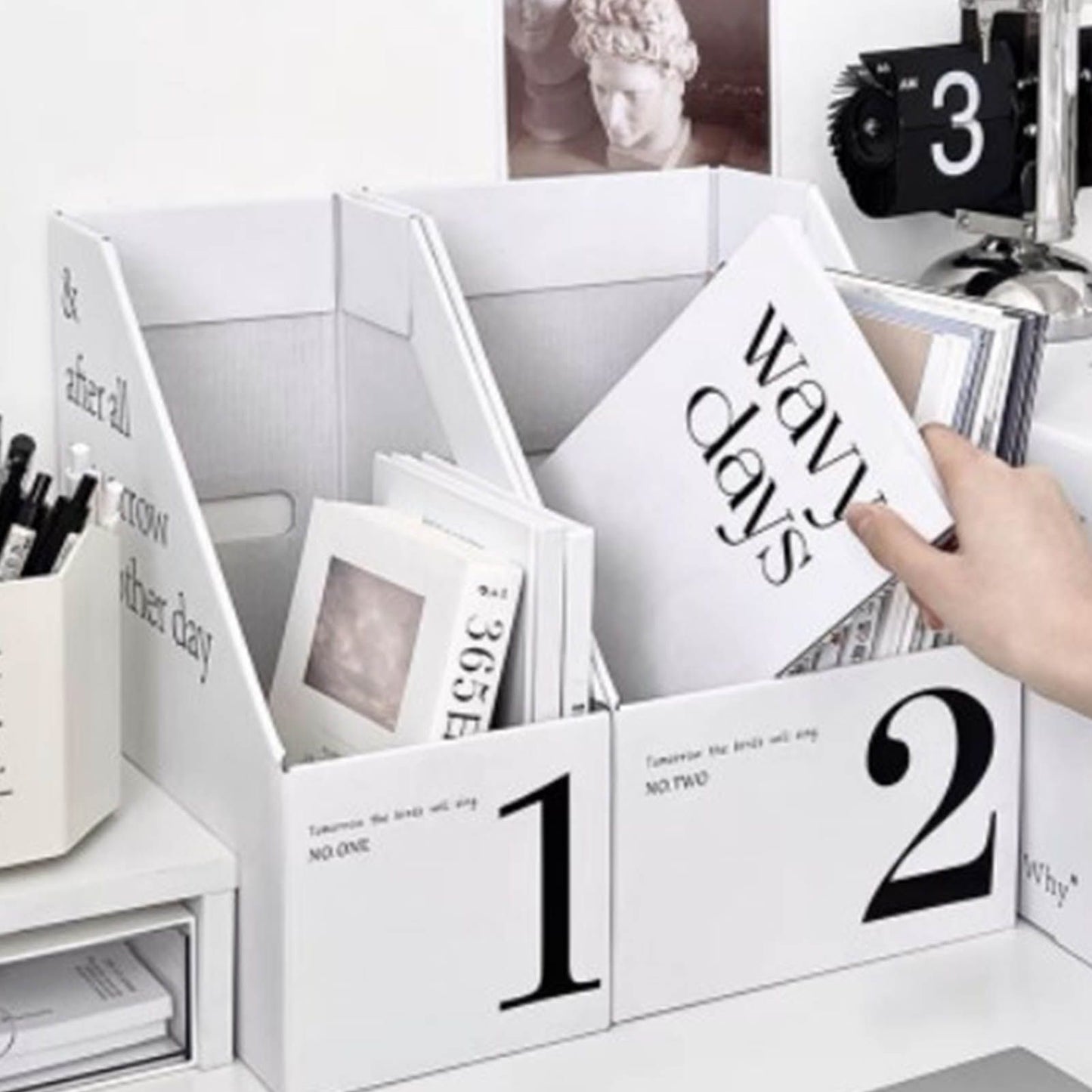 Vertical File Folder Bin Paper Number Marking Slim Desk Storage Organizer for Books Notebooks Magazines V1294-YM0521-3117230081012