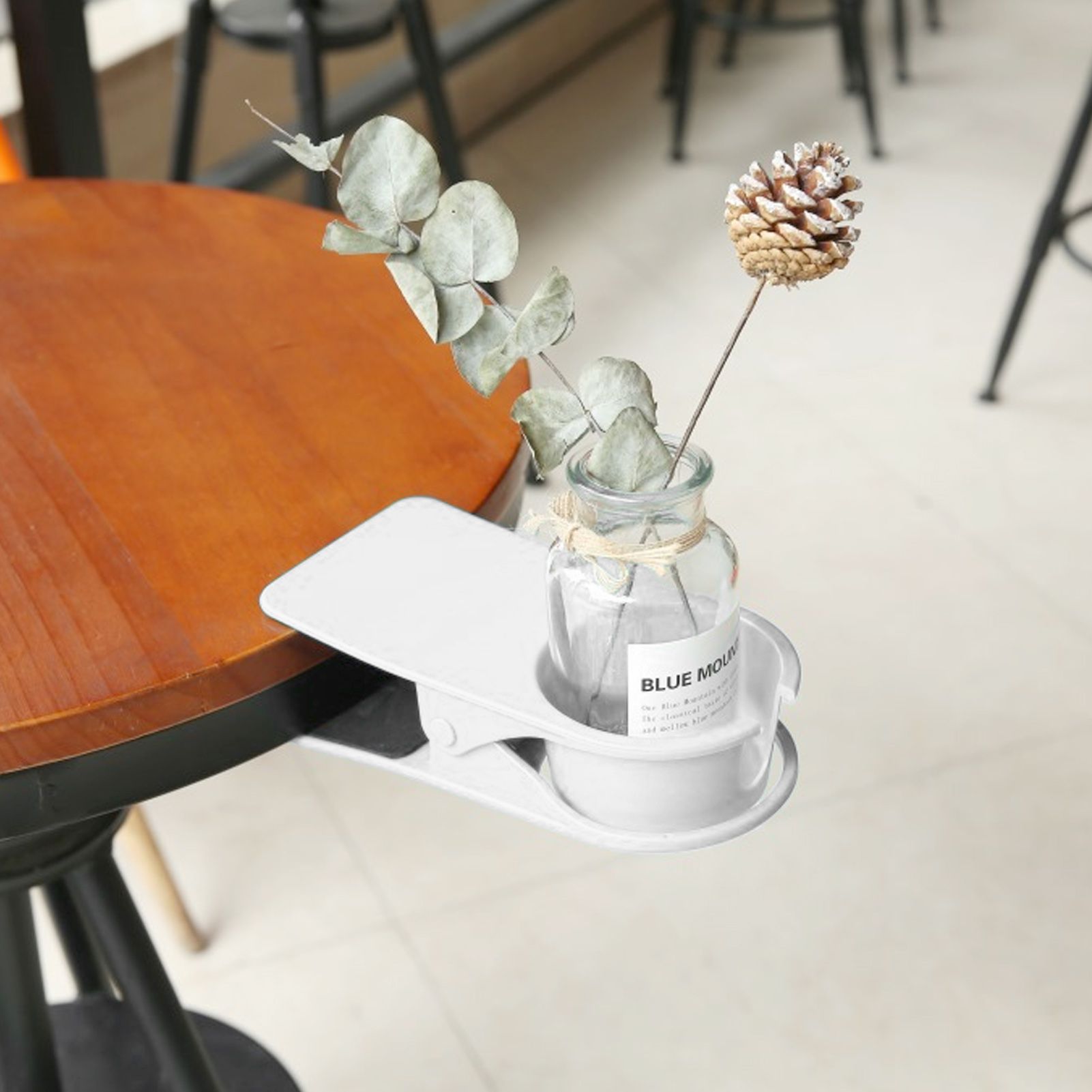 Desk Cup Holder Clip Space Saving Large Multifunctional Table Clamp Mug Stand for Beverage Bottle White V1294-YM0521-3117230081111