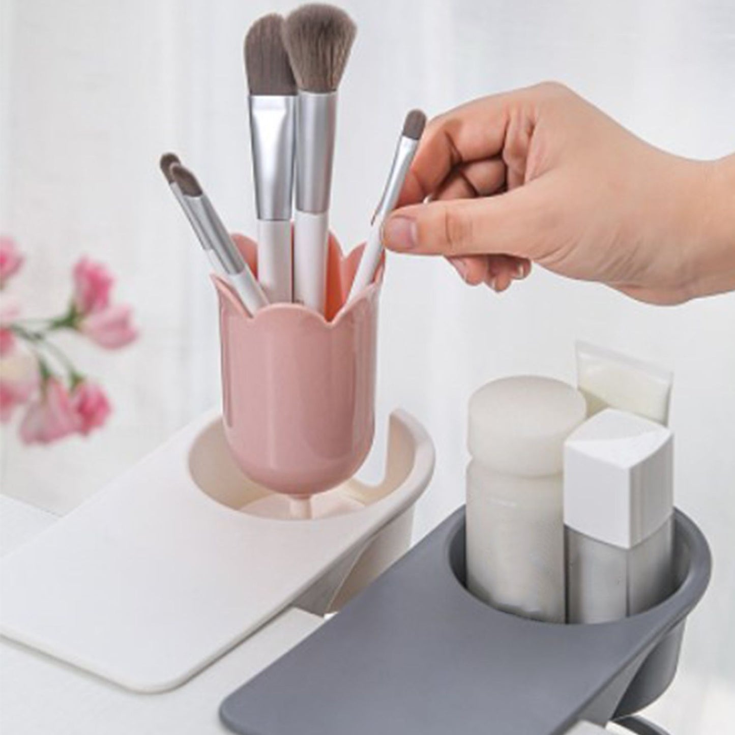 Desk Cup Holder Clip Space Saving Large Multifunctional Table Clamp Mug Stand for Beverage Bottle White V1294-YM0521-3117230081111