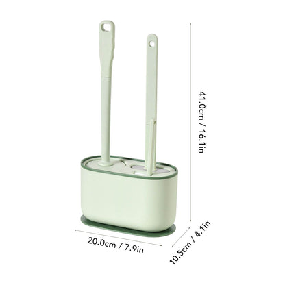 Long Handle Toilet Brush Set Deep Cleansing Multifunctional Hanging Toilet Brush Set for Bathroom Green V1294-YM0521-3117230081412