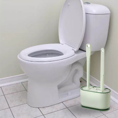 Long Handle Toilet Brush Set Deep Cleansing Multifunctional Hanging Toilet Brush Set for Bathroom Green V1294-YM0521-3117230081412