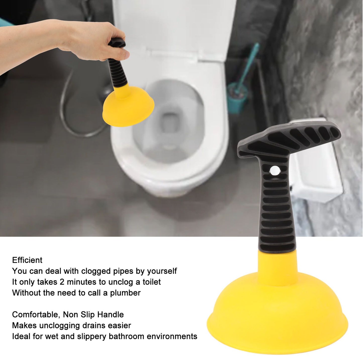 Mini Plunger Powerful Slip Proof Handle Efficient Small Drain Plunger for Toilet Bathtub Sink Type 2 V1294-YM0521-3117230082512