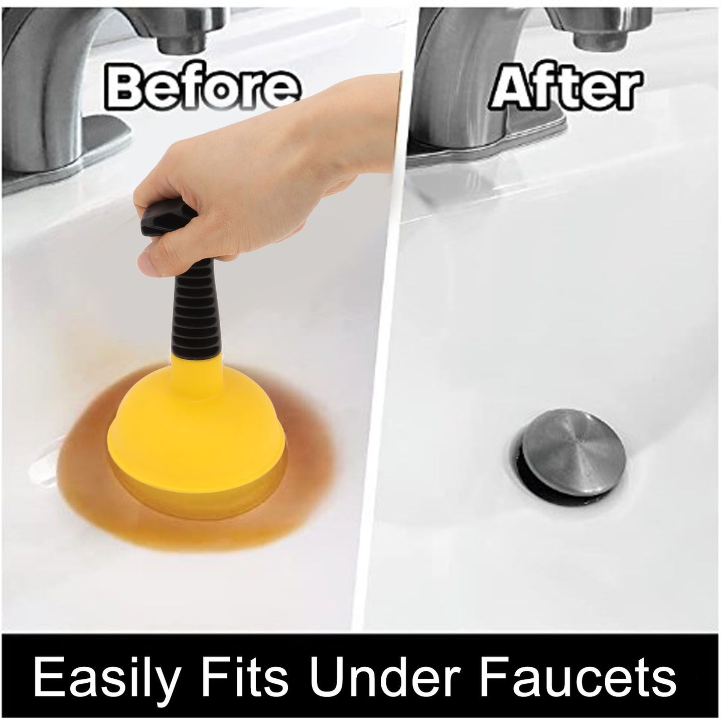 Mini Plunger Powerful Slip Proof Handle Efficient Small Drain Plunger for Toilet Bathtub Sink Type 2 V1294-YM0521-3117230082512