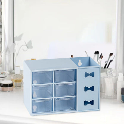 Pen Desk Shelf Dustproof 6 Drawers Pen Organization Storage Shelf for Students Office People Blue V1294-YM0521-3117230083313