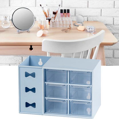 Pen Desk Shelf Dustproof 6 Drawers Pen Organization Storage Shelf for Students Office People Blue V1294-YM0521-3117230083313