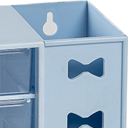 Pen Desk Shelf Dustproof 6 Drawers Pen Organization Storage Shelf for Students Office People Blue V1294-YM0521-3117230083313