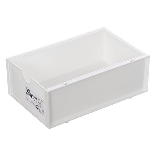 Desktop Storage Box Plastic Desk Makeup Organizer Stationery Supplies Storage Box with Drawer White V1294-YM0521-3117230083411