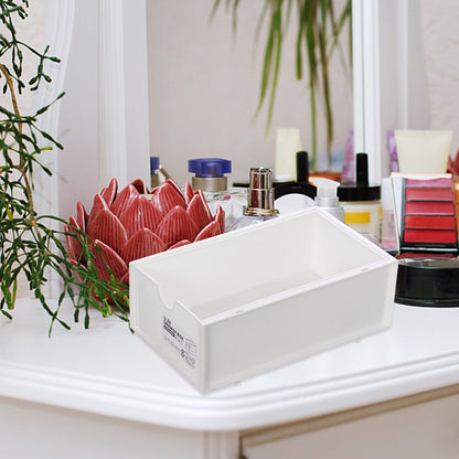 Desktop Storage Box Plastic Desk Makeup Organizer Stationery Supplies Storage Box with Drawer White V1294-YM0521-3117230083411