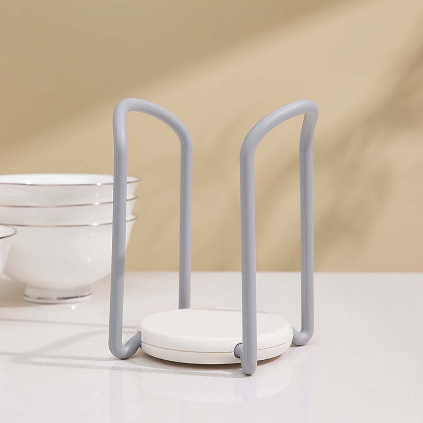 Bowl Organizer Multiple Functional Retractable Dish Drying Rack for Kitchen Counter Grey and White V1294-YM0521-3117230083512