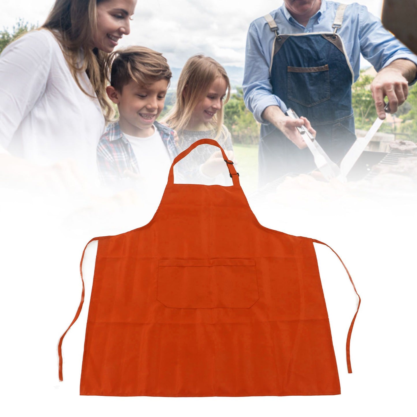 Cooking Apron Waterproof Adjustable Neck Strap Breathable Soft Kitchen Bib Apron with Pocket for Barbecue V1294-YM0521-3117230084813