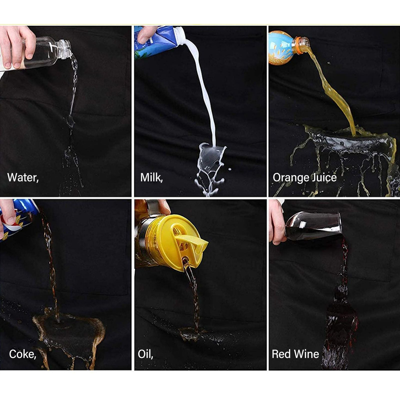 Cooking Apron Waterproof Adjustable Neck Strap Breathable Soft Kitchen Bib Apron with Pocket for Barbecue V1294-YM0521-3117230084813