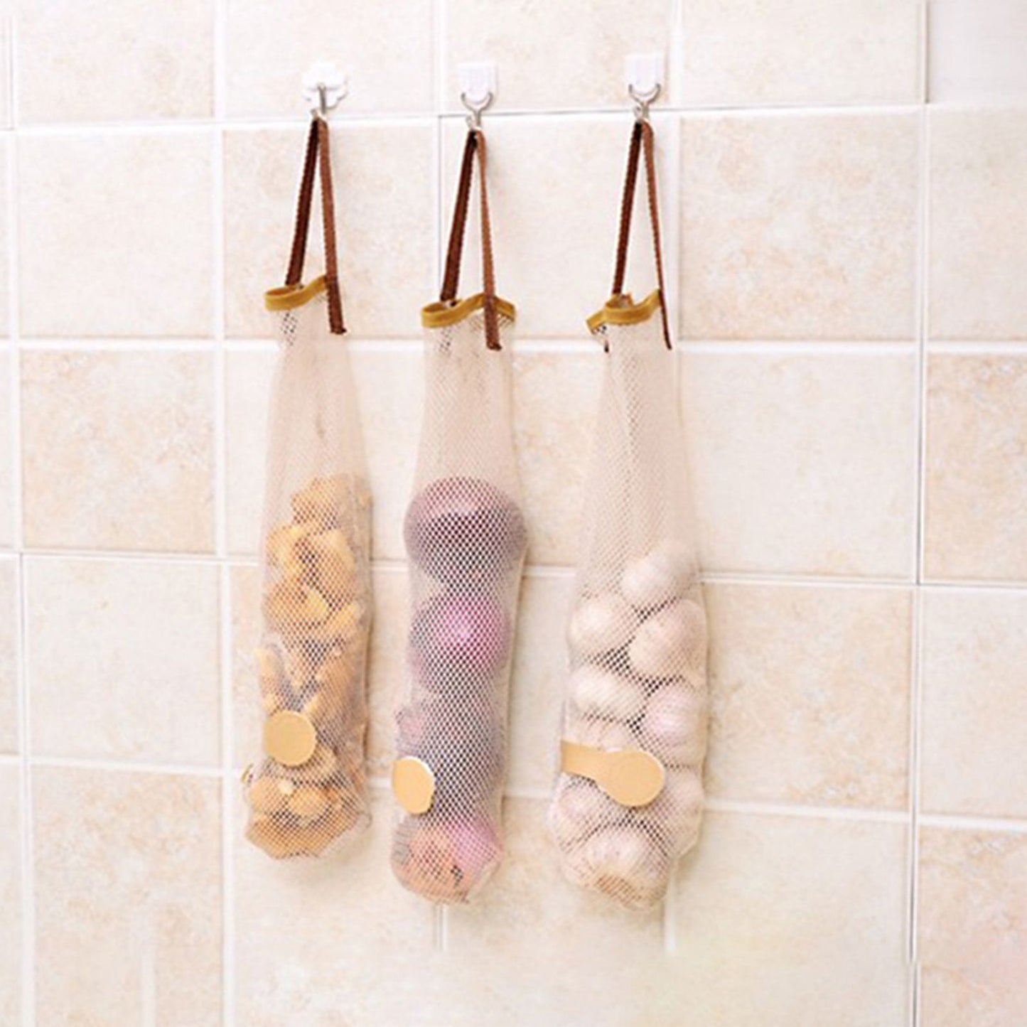 Fruit Storage Net Bag Breathable Reusable Hanging Storage Bag for Vegetable Onions Garlic V1294-YM0521-3117230084911