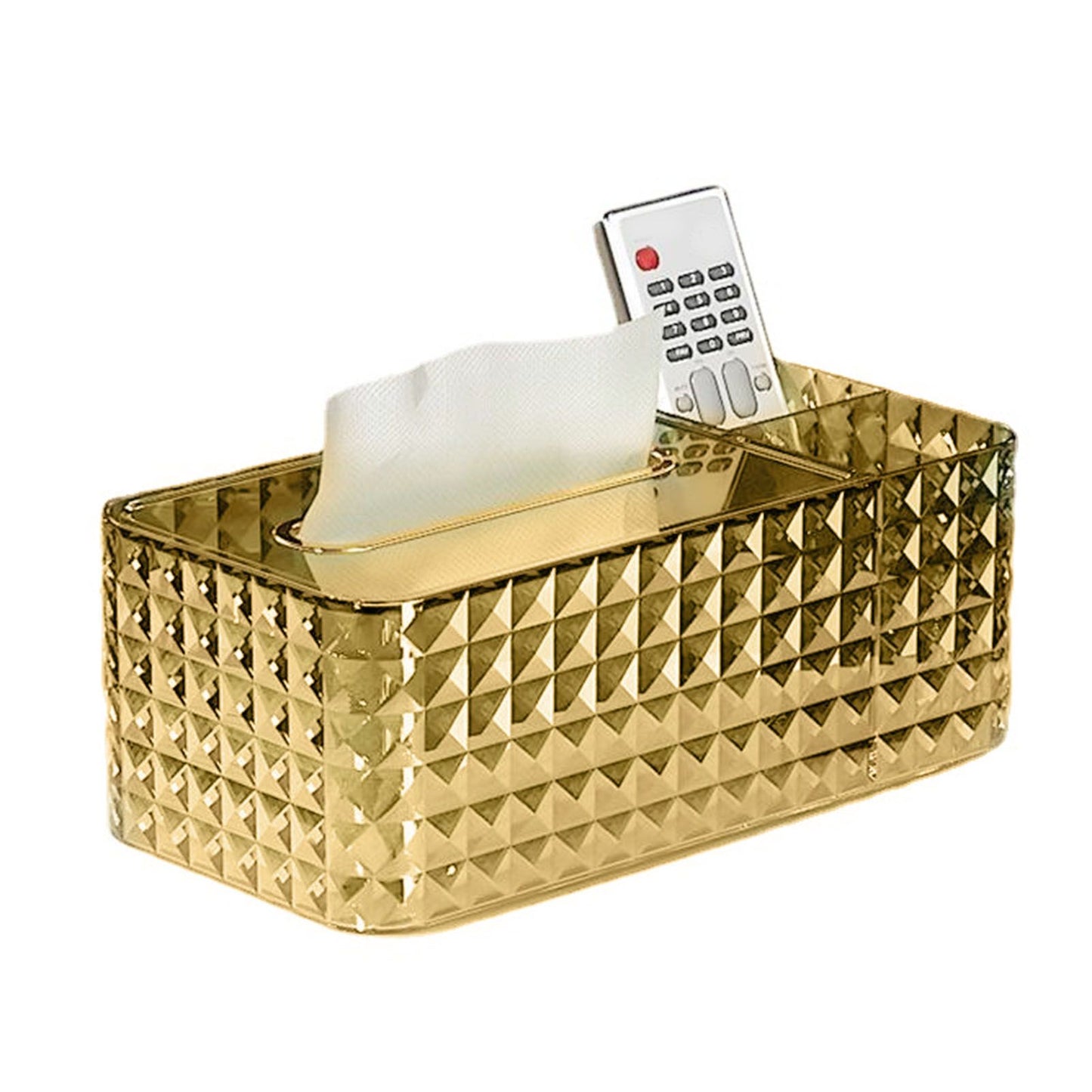 Tissue Storage Box Rhombus Texture Side Partition Towel Napkin Container Case Transparent Gold V1294-YM0521-3117230086512