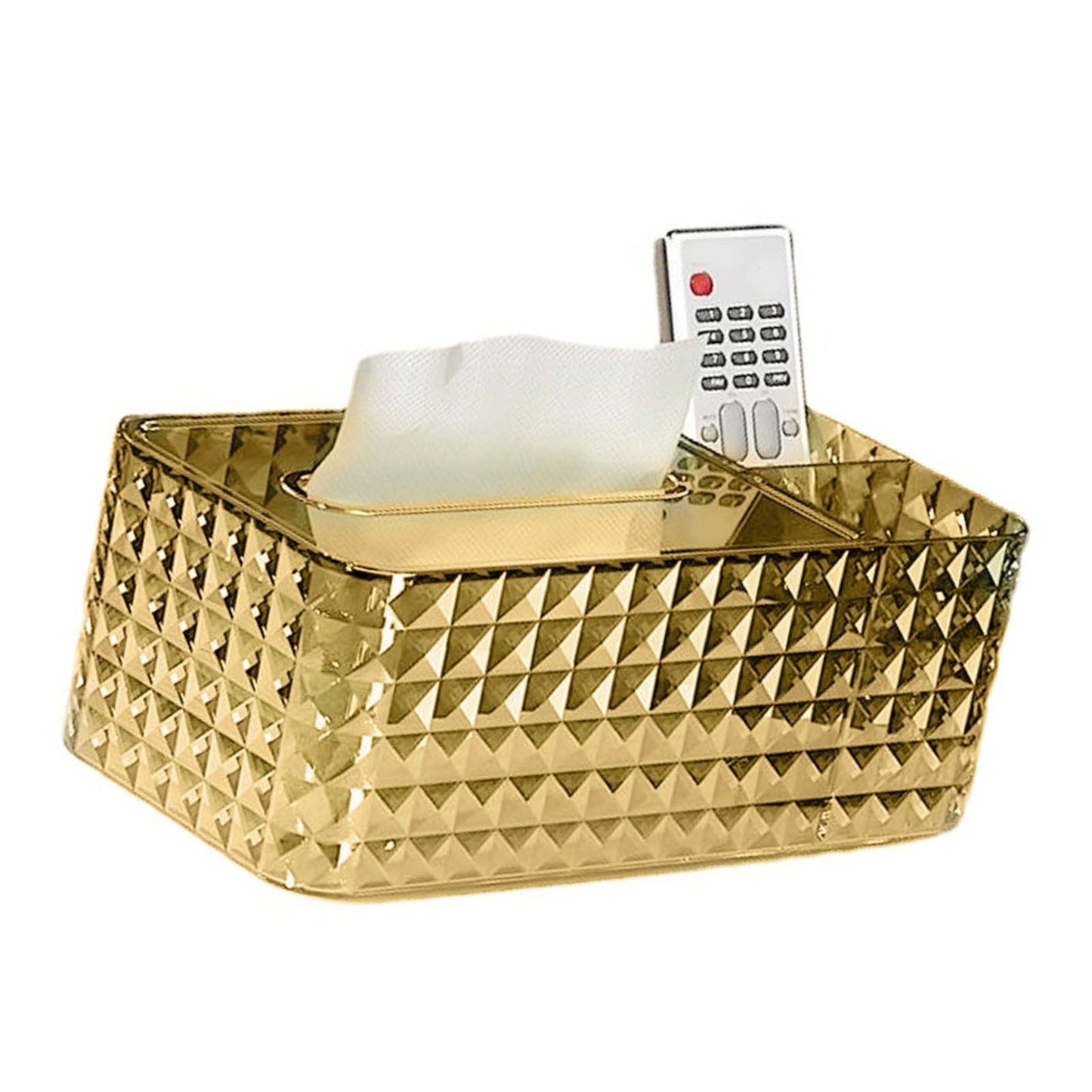 Tissue Storage Box Rhombus Texture Side Partition Towel Napkin Container Case Transparent Gold V1294-YM0521-3117230086512