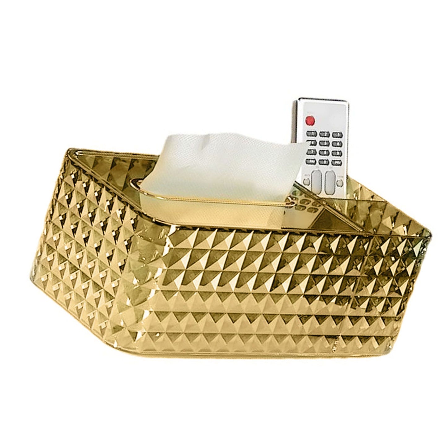 Tissue Storage Box Rhombus Texture Side Partition Towel Napkin Container Case Transparent Gold V1294-YM0521-3117230086512