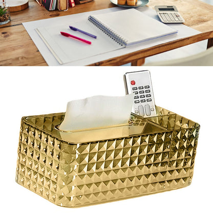 Tissue Storage Box Rhombus Texture Side Partition Towel Napkin Container Case Transparent Gold V1294-YM0521-3117230086512