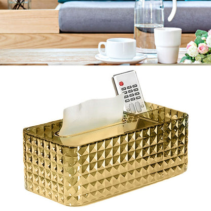 Tissue Storage Box Rhombus Texture Side Partition Towel Napkin Container Case Transparent Gold V1294-YM0521-3117230086512