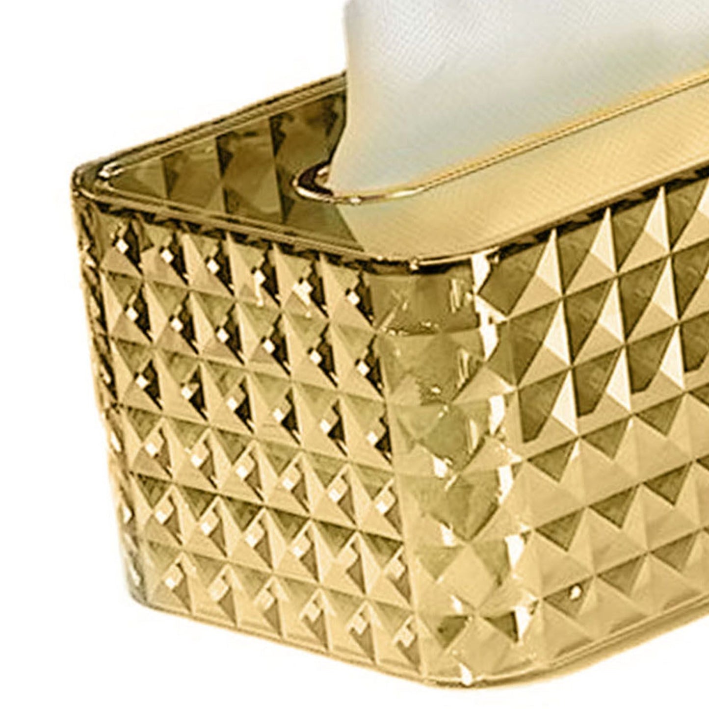 Tissue Storage Box Rhombus Texture Side Partition Towel Napkin Container Case Transparent Gold V1294-YM0521-3117230086512