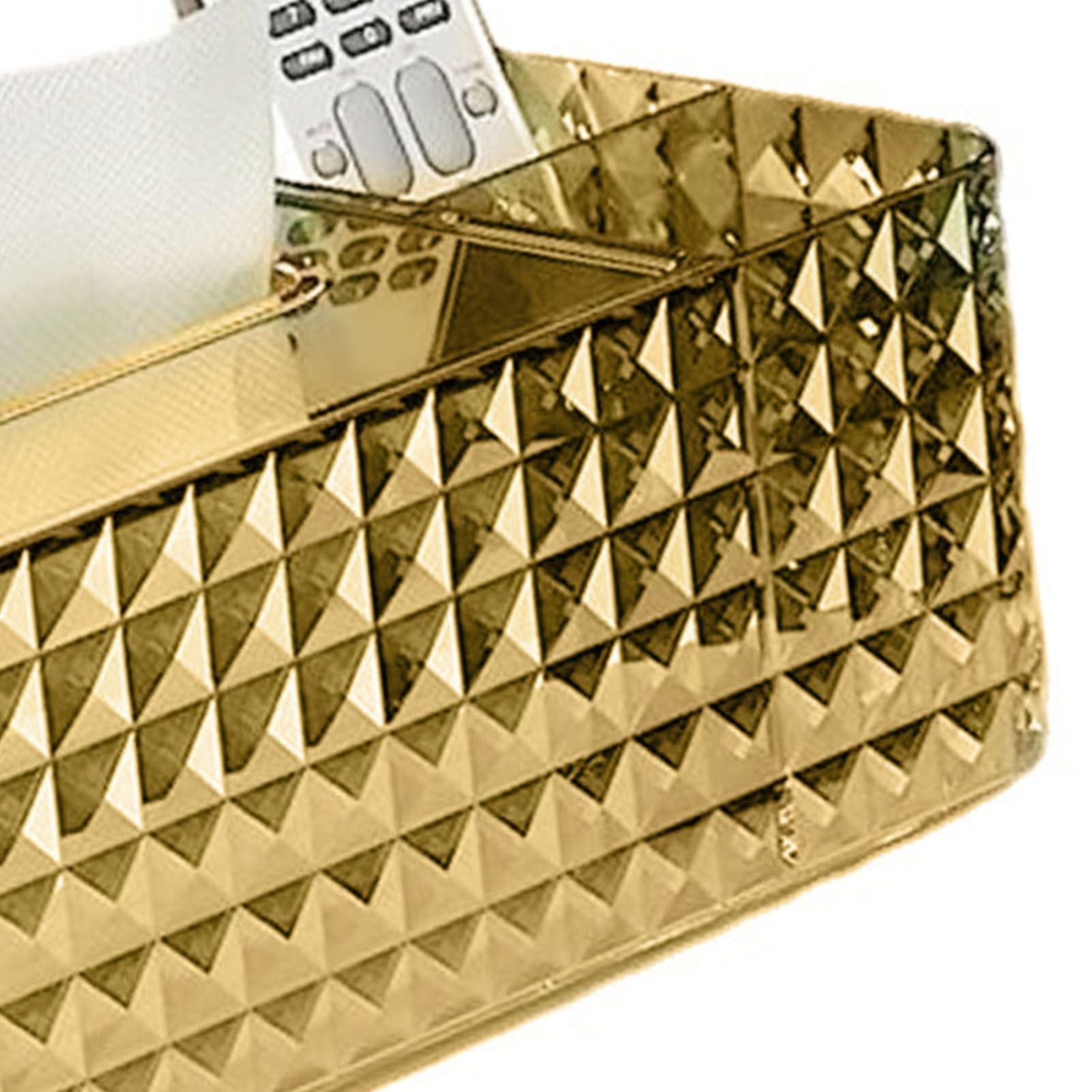 Tissue Storage Box Rhombus Texture Side Partition Towel Napkin Container Case Transparent Gold V1294-YM0521-3117230086512