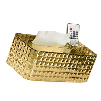 Tissue Storage Box Rhombus Texture Side Partition Towel Napkin Container Case Transparent Gold V1294-YM0521-3117230086512