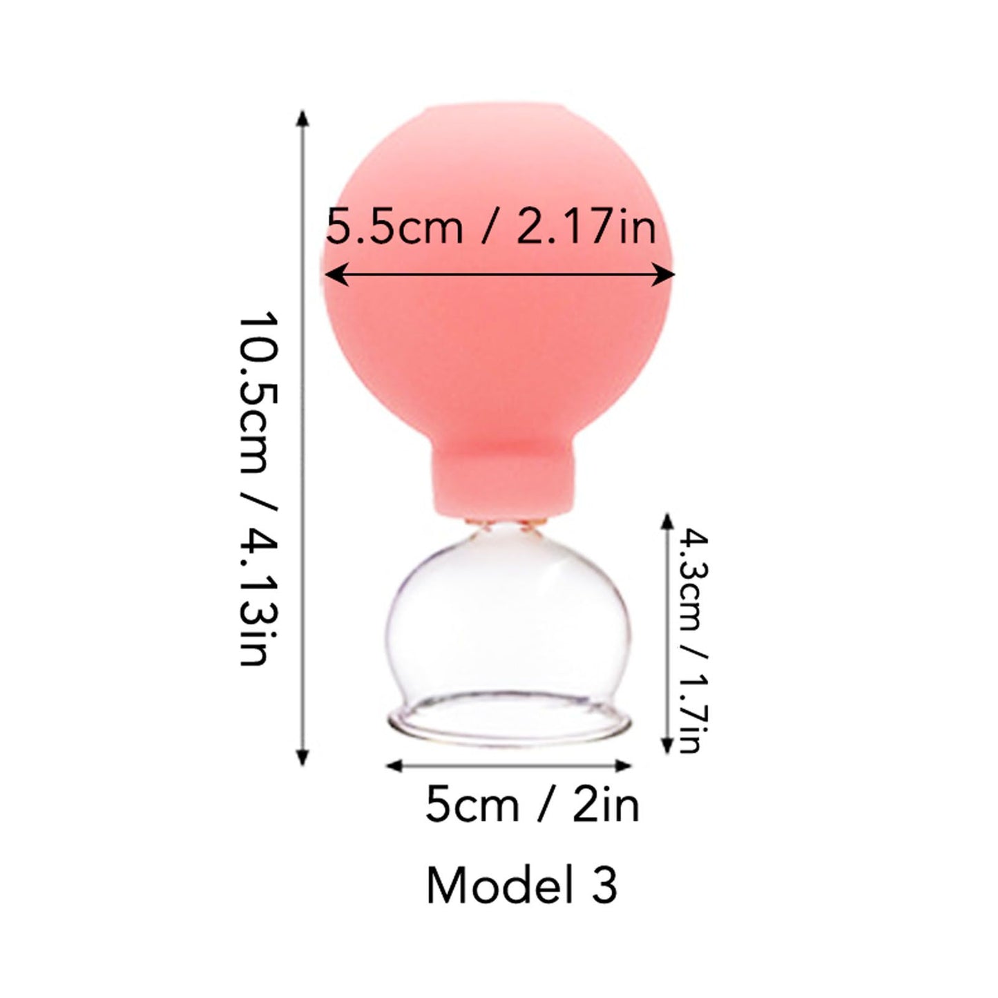 Glass Silicone Cupping Cup Vacuum Suction Massage Therapy for Face Skin Beauty Tool Model 3 V1294-YM0521-3117230087313