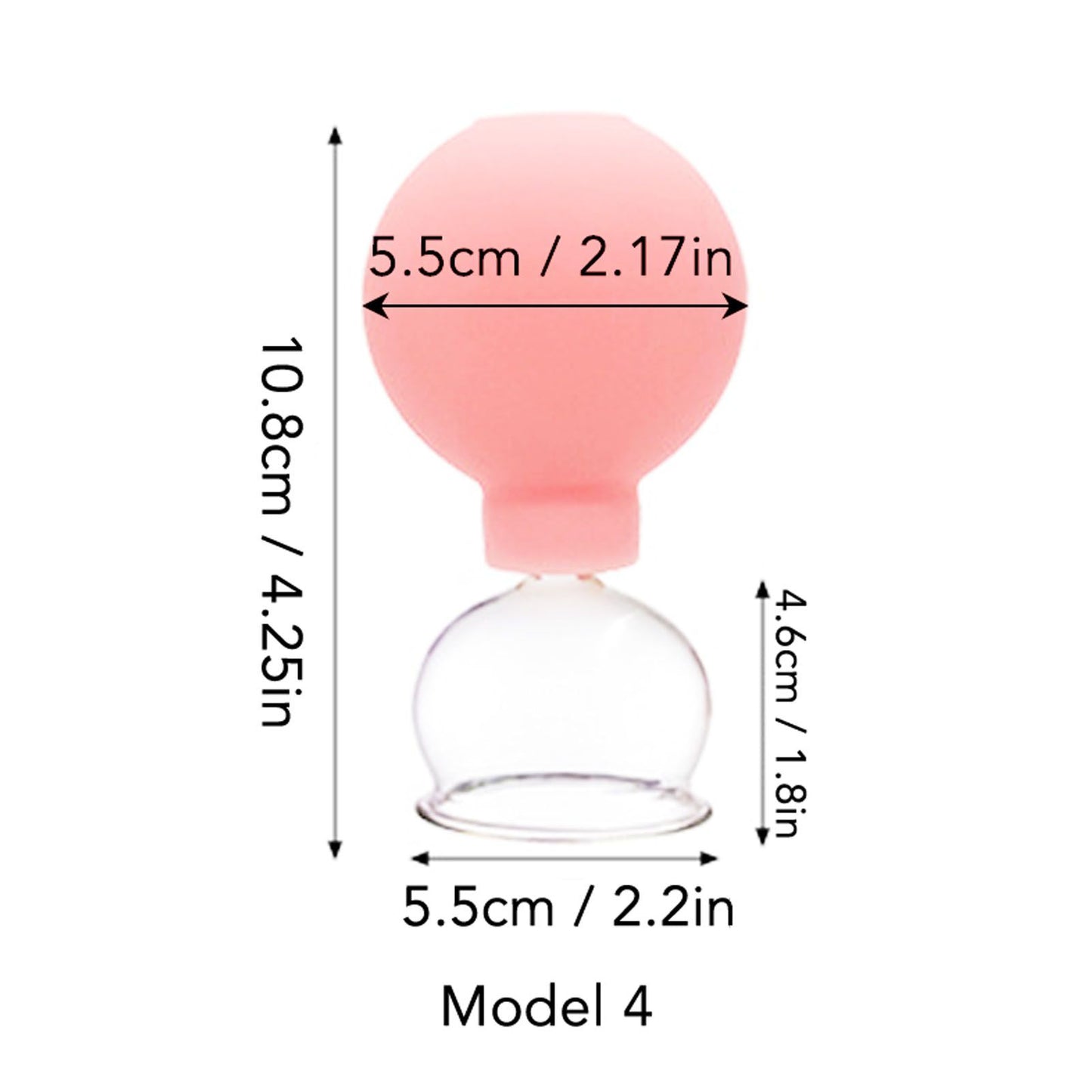 Glass Silicone Cupping Cup Vacuum Suction Massage Therapy for Face Skin Beauty Tool Model 4 V1294-YM0521-3117230087314