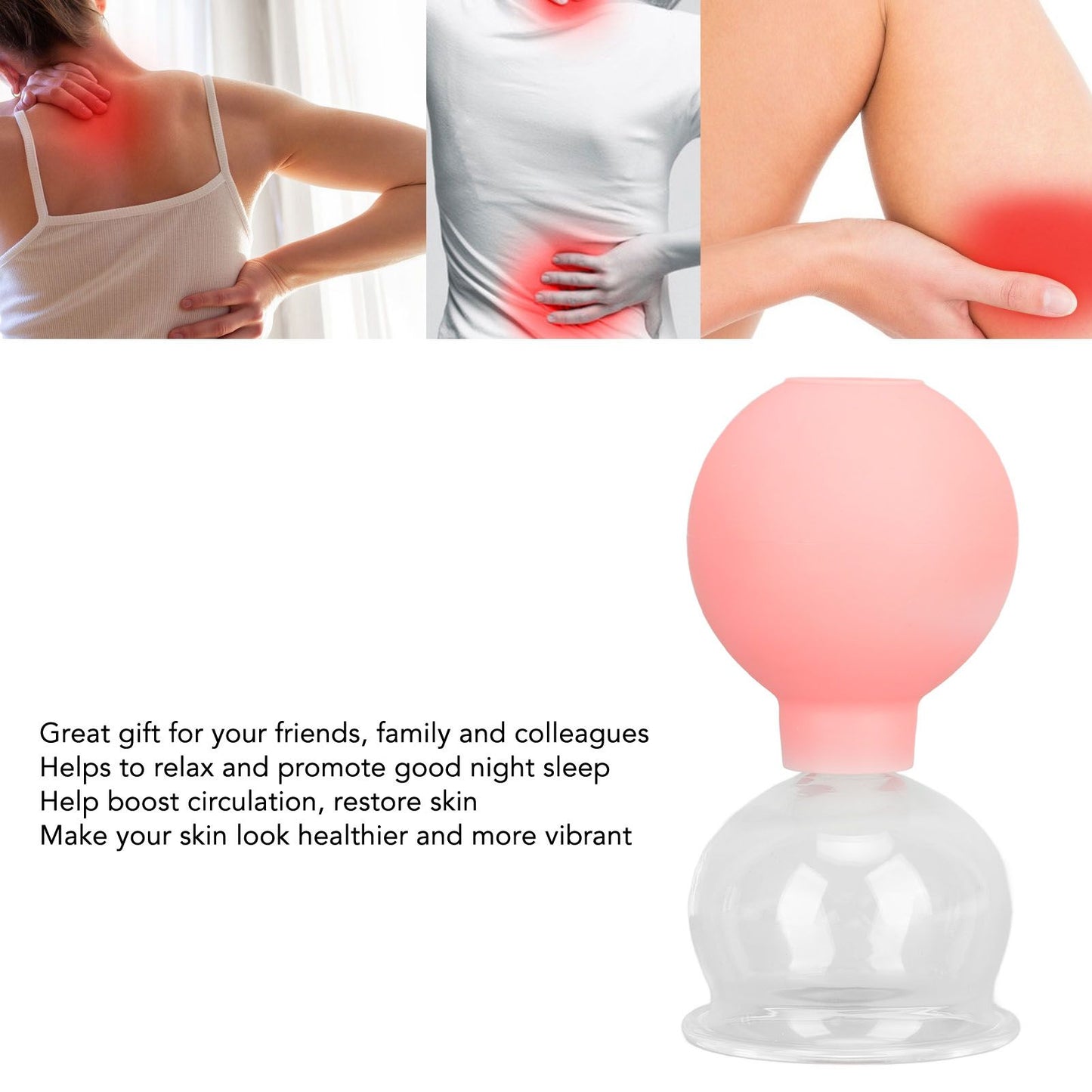 Glass Silicone Cupping Cup Vacuum Suction Massage Therapy for Face Skin Beauty Tool Model 4 V1294-YM0521-3117230087314
