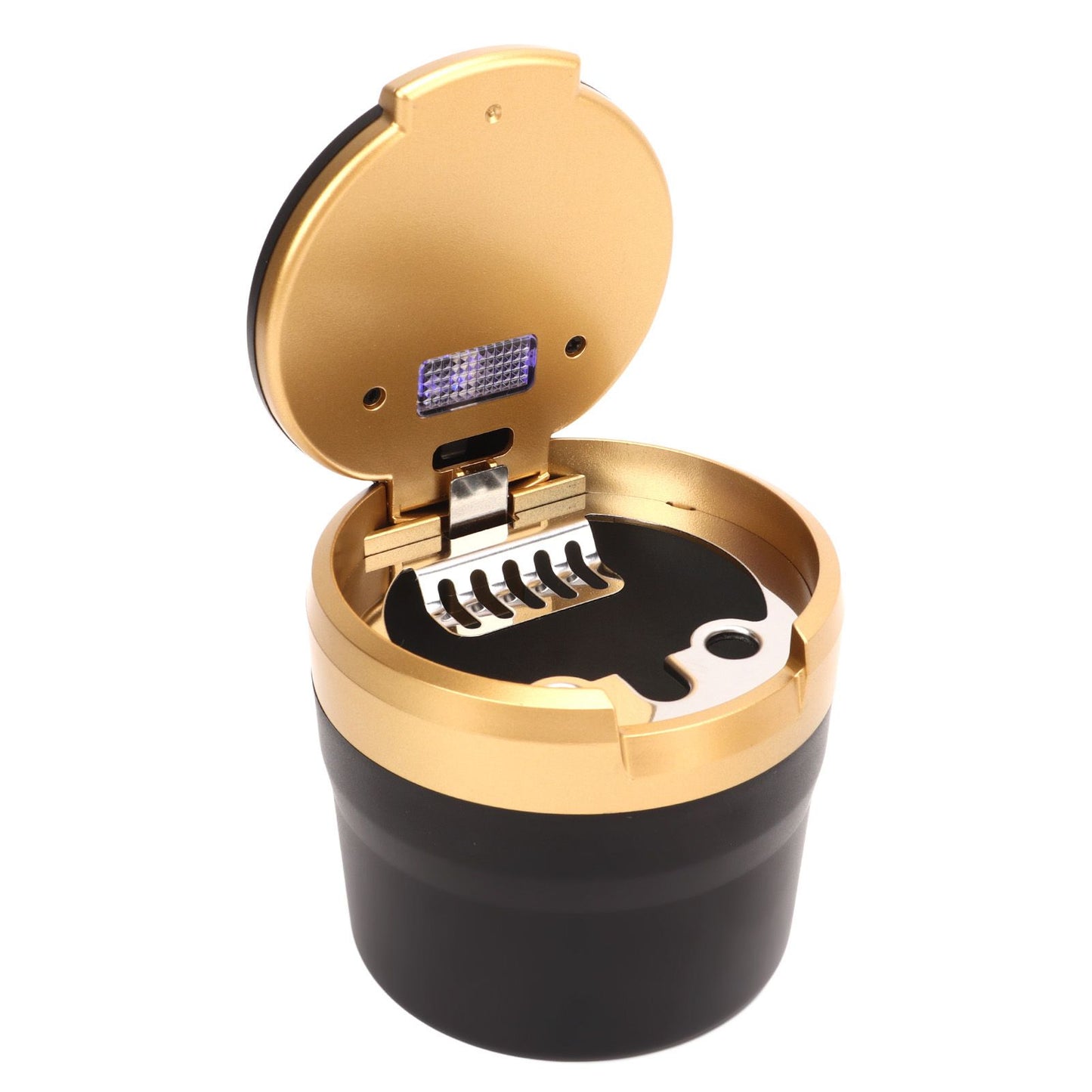 Car Ashtray with Lid Portable Smokeless Cigarette Ashtray Cup Holder with LED Blue Light for Home Wave V1294-YM0521-3117230087512