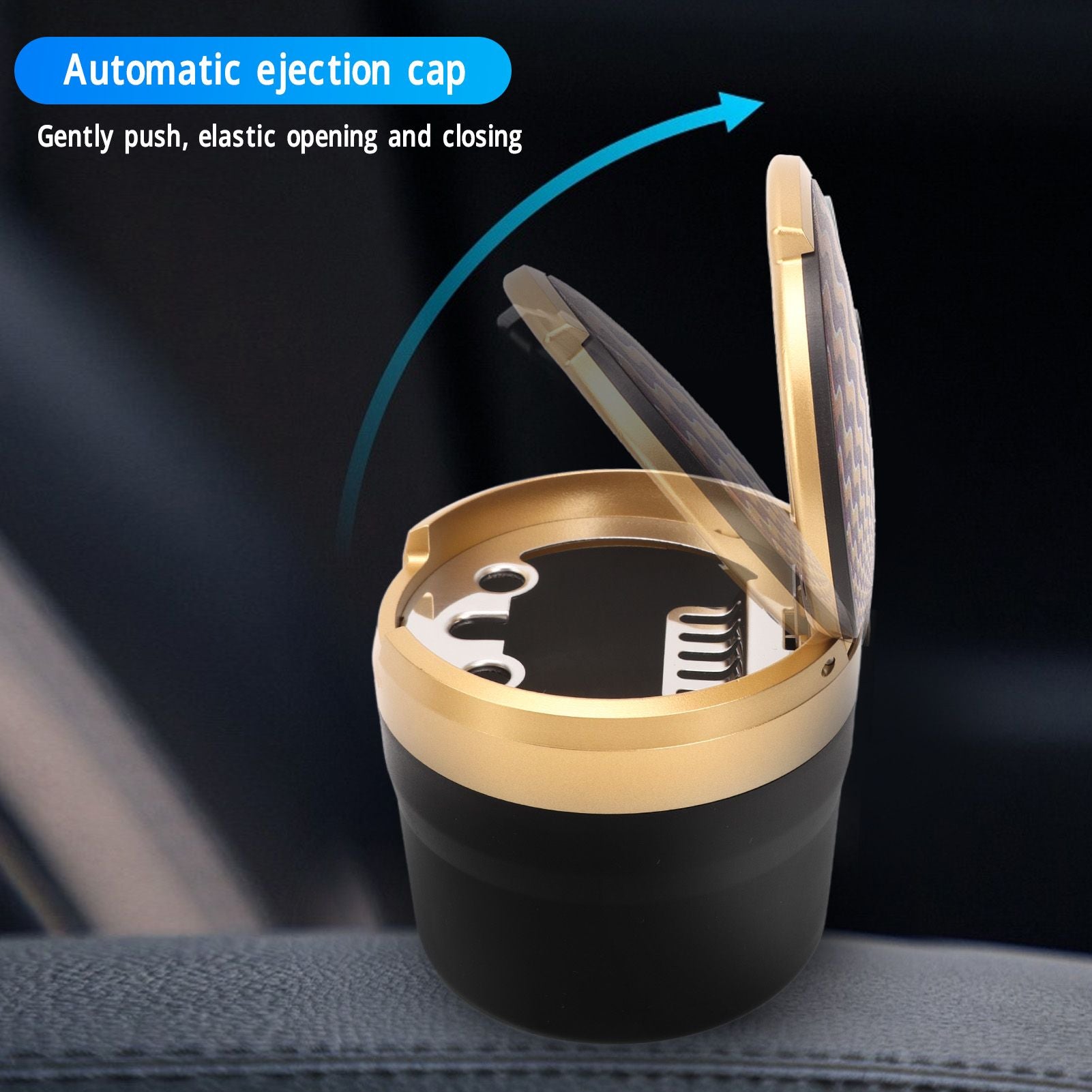 Car Ashtray with Lid Portable Smokeless Cigarette Ashtray Cup Holder with LED Blue Light for Home Wave V1294-YM0521-3117230087512