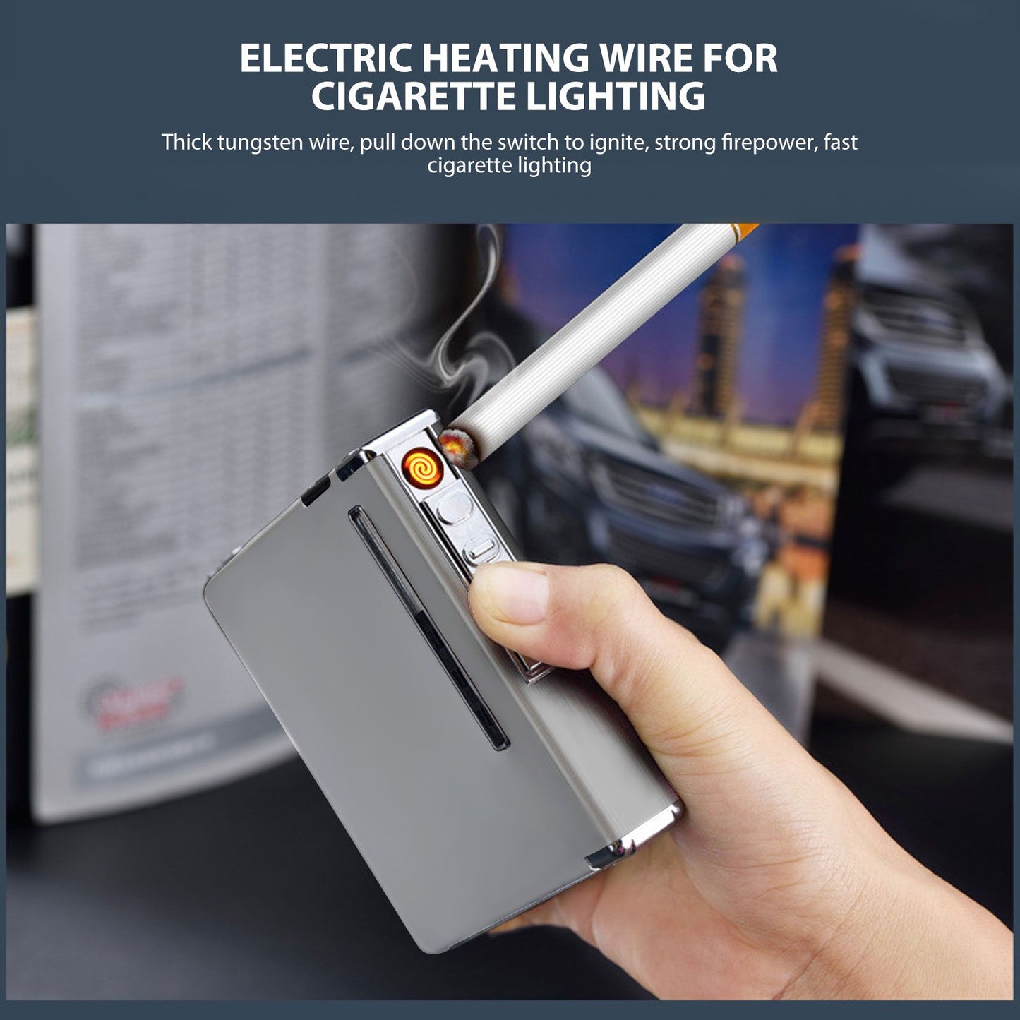 20 Regular Cigarettes Case Box USB Rechargeable Cigarette Case with Lighter for Men Women Ideal Gift for V1294-YM0521-3117230087812