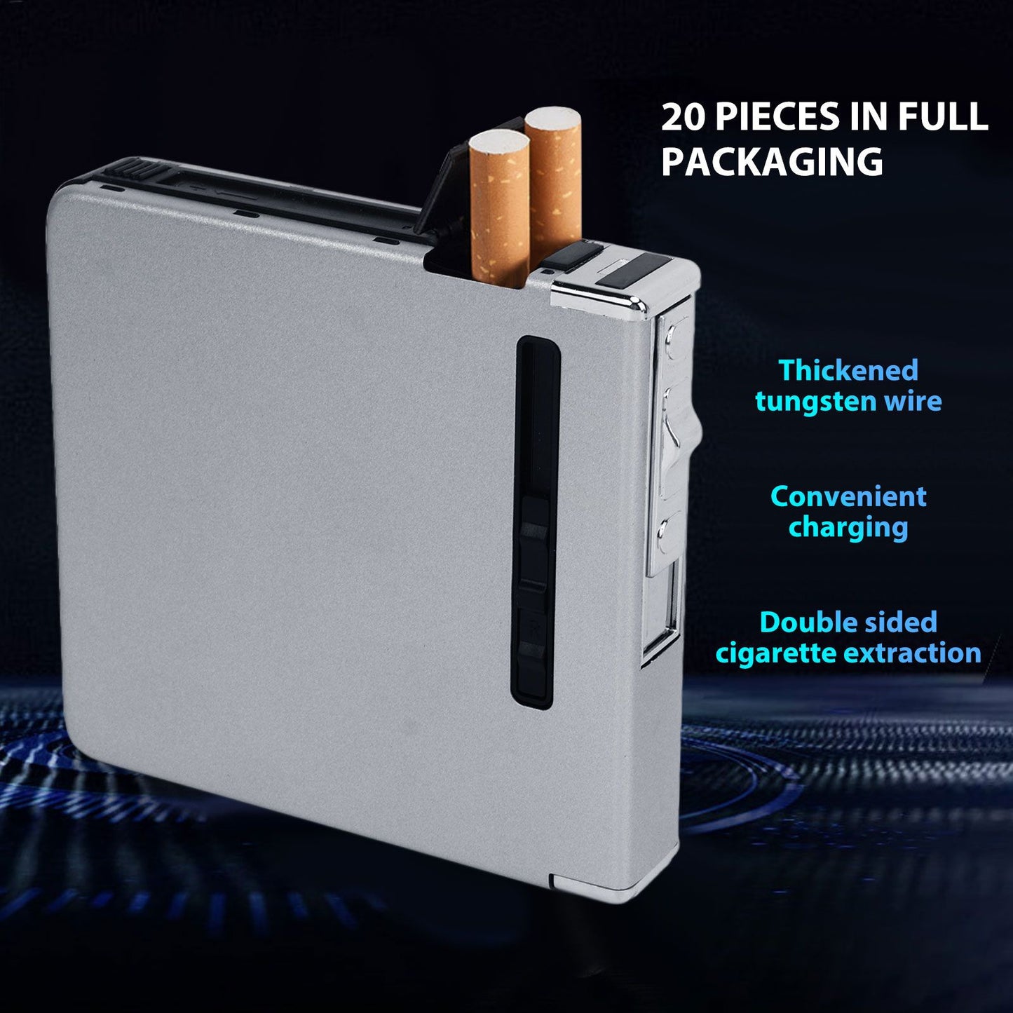 20 Regular Cigarettes Case Box USB Rechargeable Cigarette Case with Lighter for Men Women Ideal Gift for V1294-YM0521-3117230087812