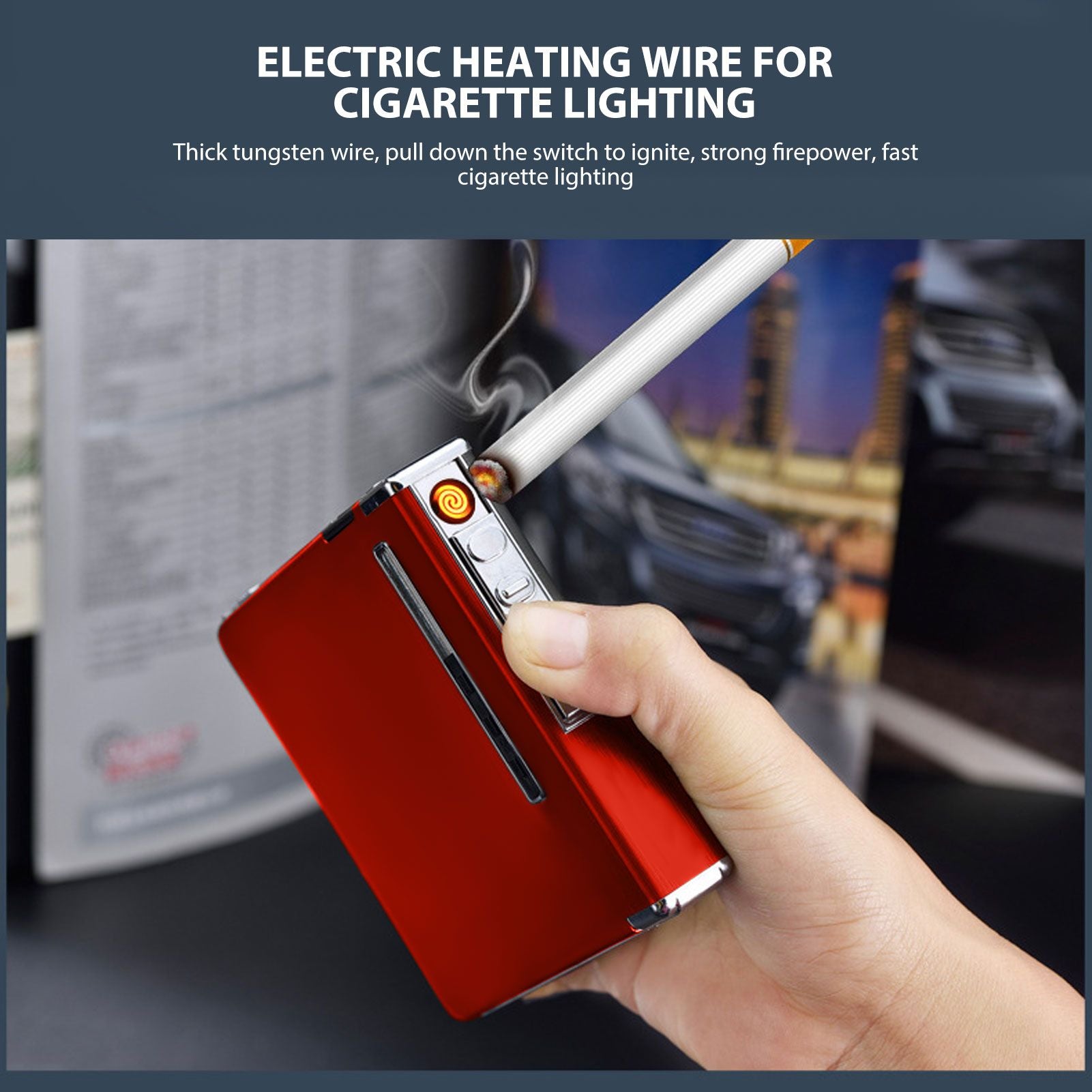 20 Regular Cigarettes Case Box USB Rechargeable Cigarette Case with Lighter for Men Women Ideal Gift for V1294-YM0521-3117230087814