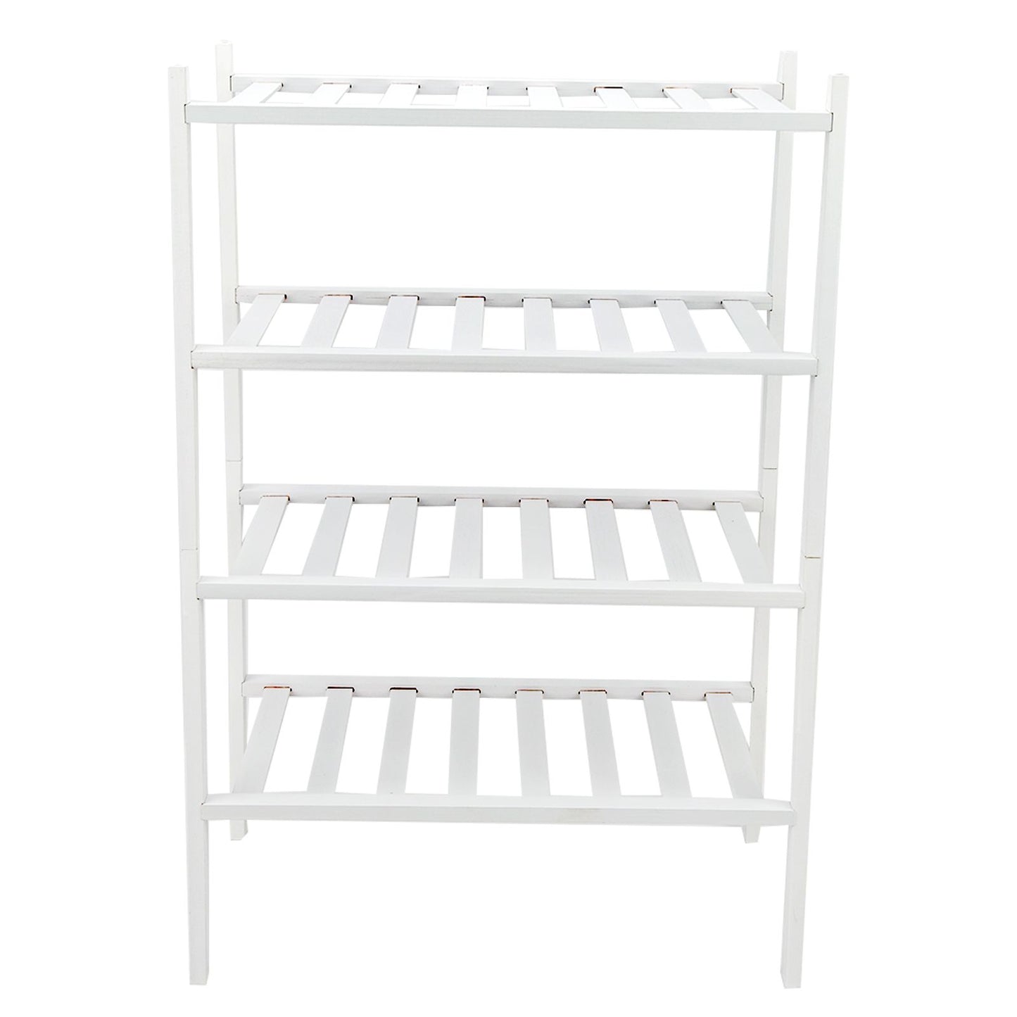 4 Tier Shoe Rack White Stackable Shoes Rack Organizer Multifunctional Bamboo Shoe Rack for Home Hotel Dorm V1294-YM0521-3117230094411