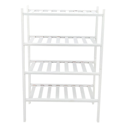 4 Tier Shoe Rack White Stackable Shoes Rack Organizer Multifunctional Bamboo Shoe Rack for Home Hotel Dorm V1294-YM0521-3117230094411