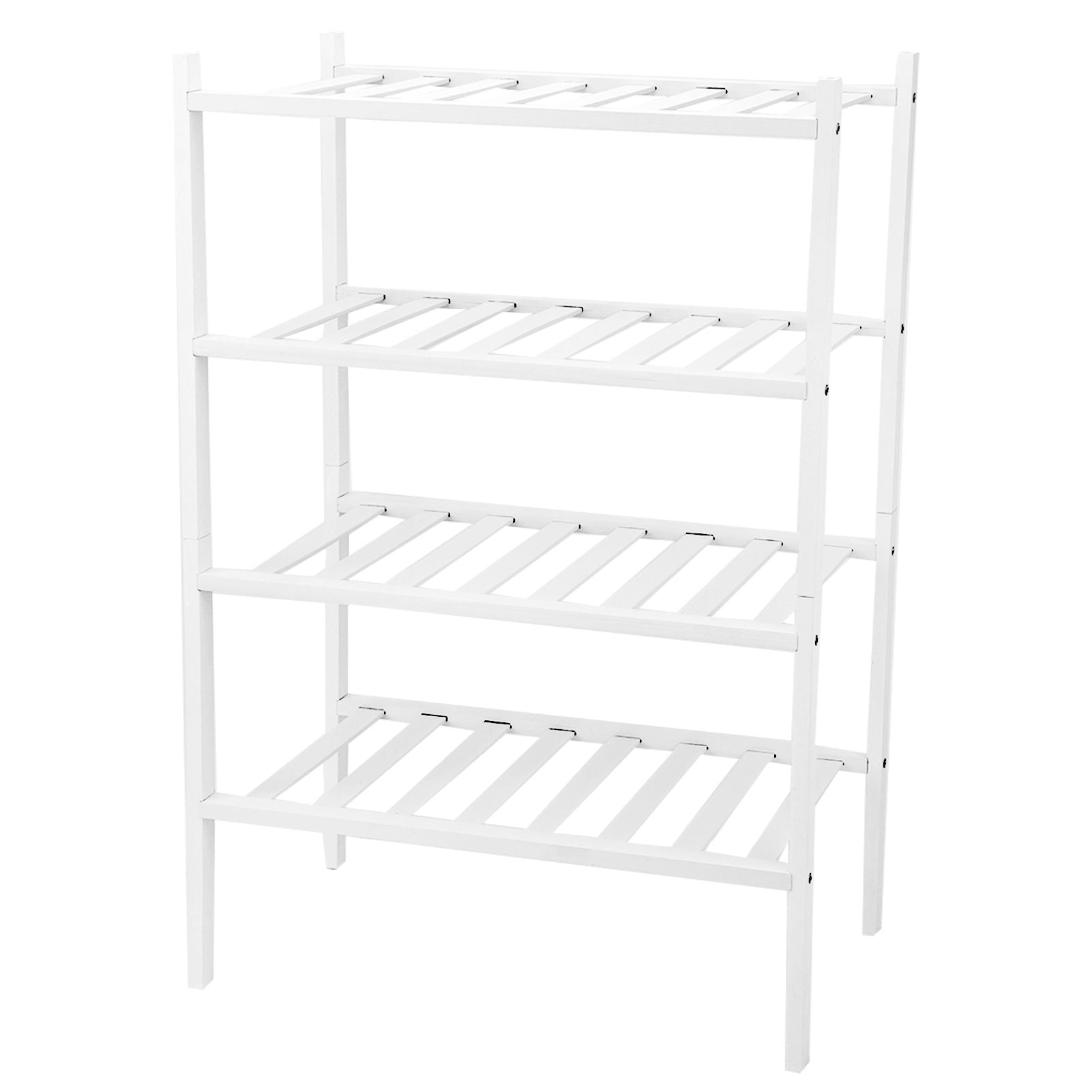4 Tier Shoe Rack White Stackable Shoes Rack Organizer Multifunctional Bamboo Shoe Rack for Home Hotel Dorm V1294-YM0521-3117230094411