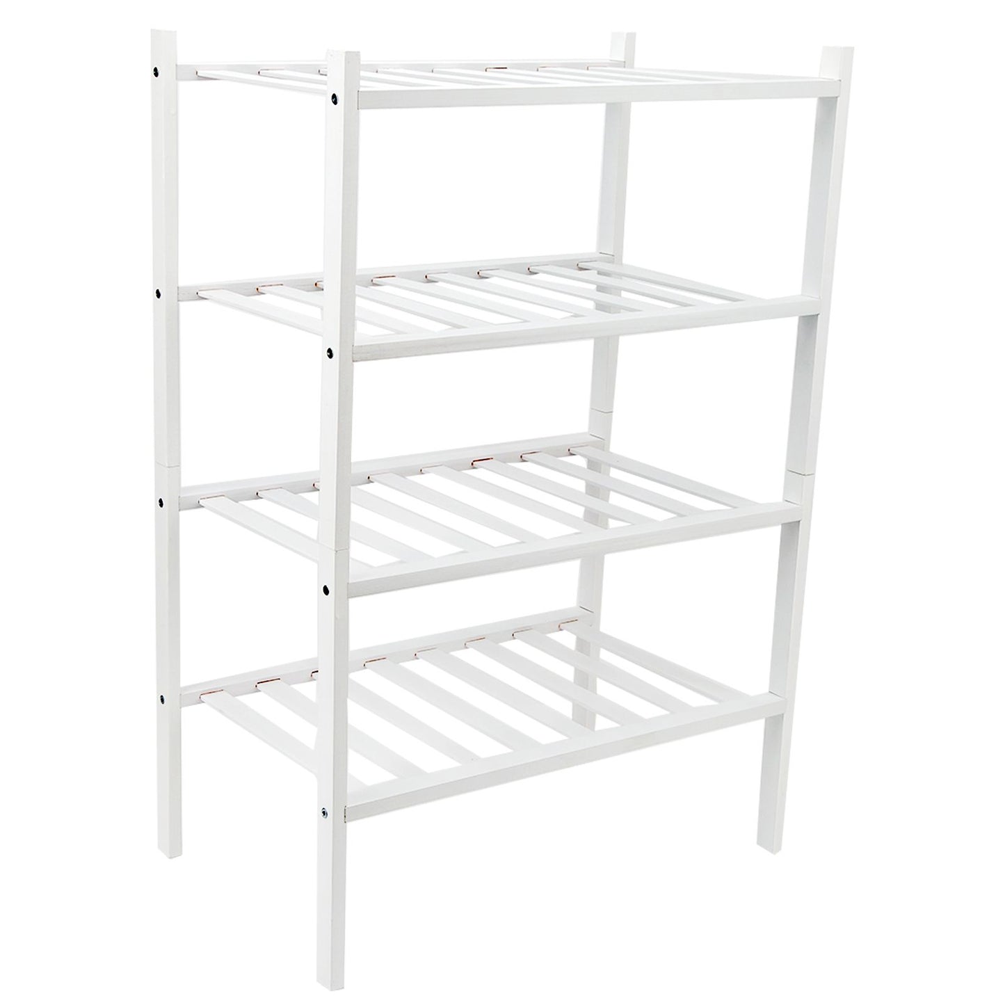 4 Tier Shoe Rack White Stackable Shoes Rack Organizer Multifunctional Bamboo Shoe Rack for Home Hotel Dorm V1294-YM0521-3117230094411