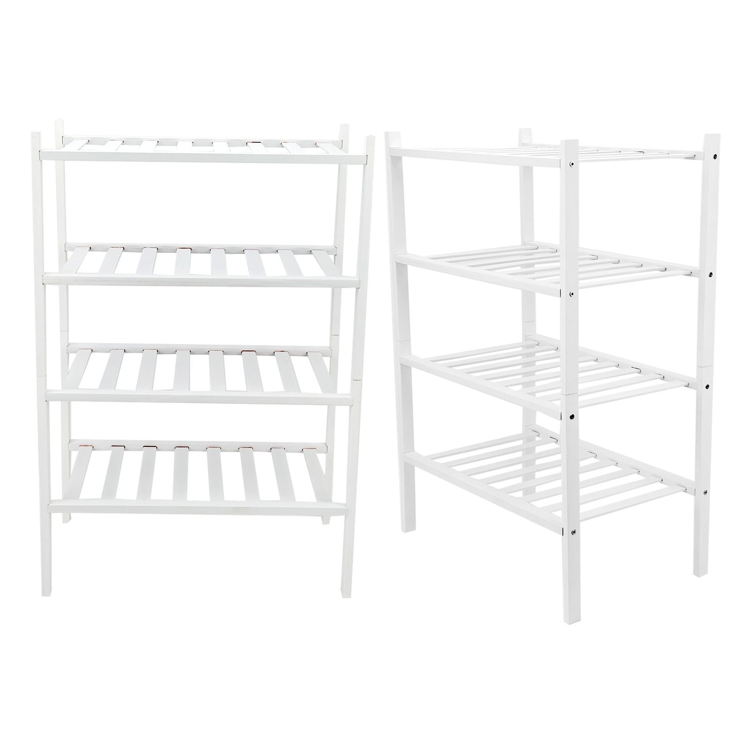 4 Tier Shoe Rack White Stackable Shoes Rack Organizer Multifunctional Bamboo Shoe Rack for Home Hotel Dorm V1294-YM0521-3117230094411