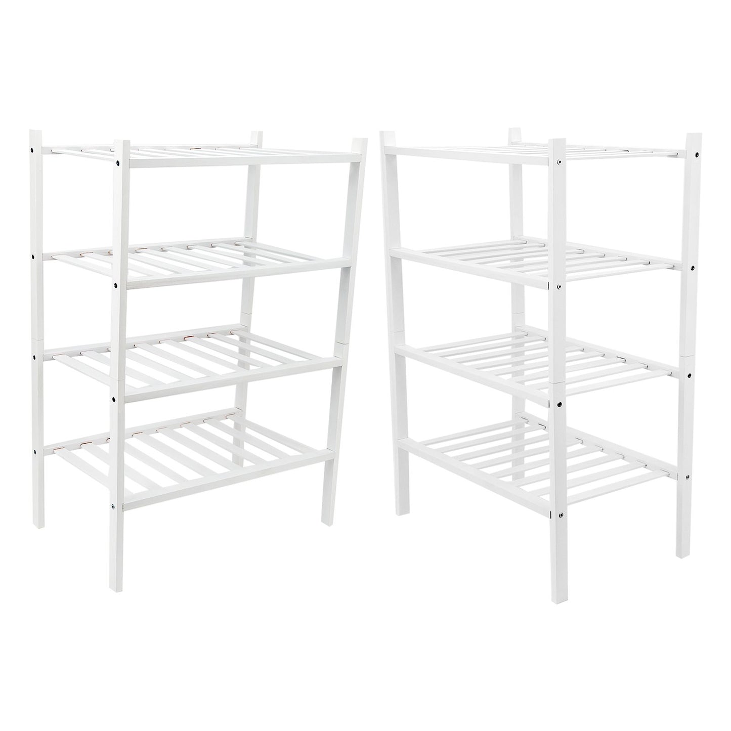 4 Tier Shoe Rack White Stackable Shoes Rack Organizer Multifunctional Bamboo Shoe Rack for Home Hotel Dorm V1294-YM0521-3117230094411