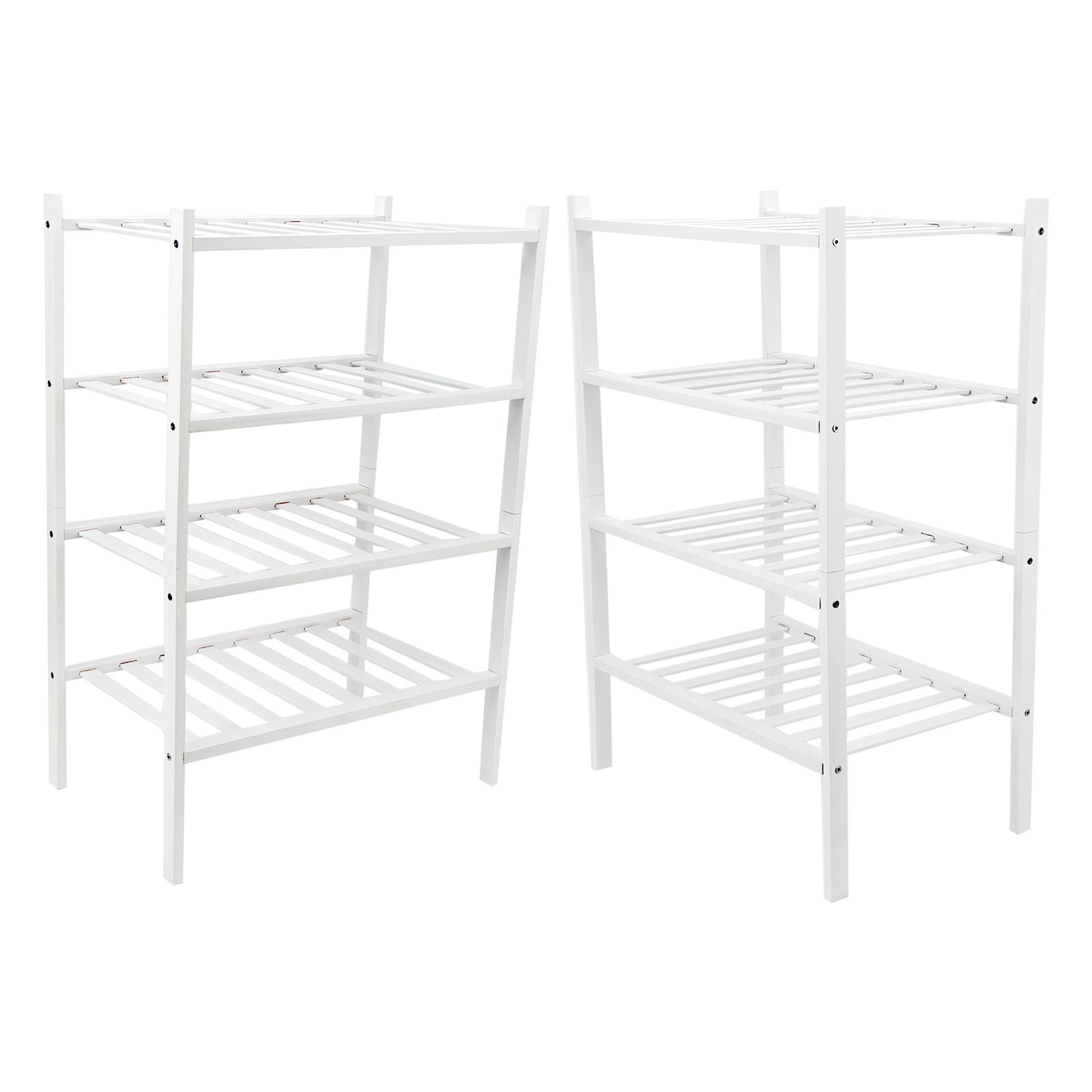 4 Tier Shoe Rack White Stackable Shoes Rack Organizer Multifunctional Bamboo Shoe Rack for Home Hotel Dorm V1294-YM0521-3117230094411