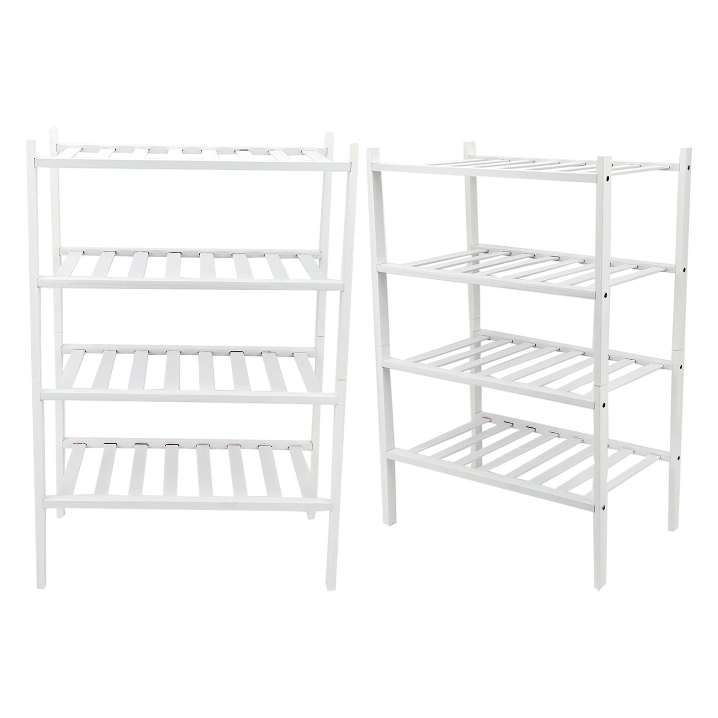 4 Tier Shoe Rack White Stackable Shoes Rack Organizer Multifunctional Bamboo Shoe Rack for Home Hotel Dorm V1294-YM0521-3117230094411